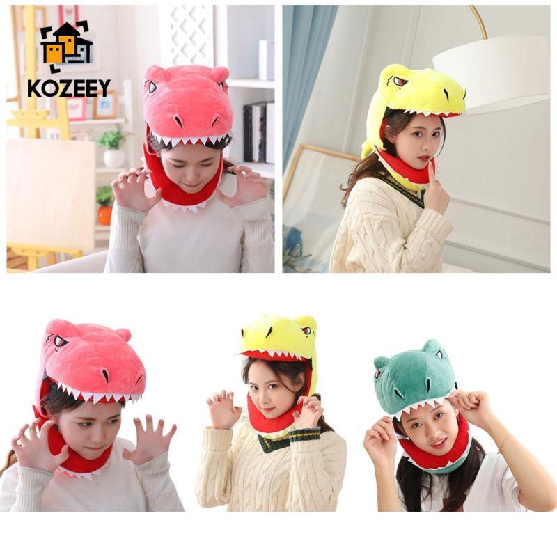 [KOZEEY] น่ารักไดโนเสาร์หัวหมวกคอสเพลย์หมวกการ์ตูน Dress Up หมวกตุ๊กตาของเล่นตุ๊กตา PP Cotton Plush ไดโนเสาร์ Party Supplies สําหรับเด็กผู้ใหญ่
