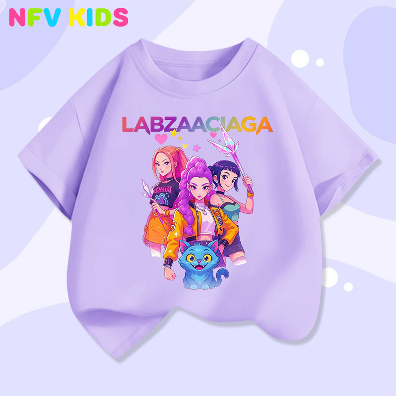 【พร้อมส่ง&COD】NFV KIDS เสื้อยืดแขนสั้นเด็ก💜ระบายอากาศ ใส่ได้ทั้งเด็กชายและเด็กหญิง ลายพิมพ์การ์ตูน สะดวกสบาย YG5458