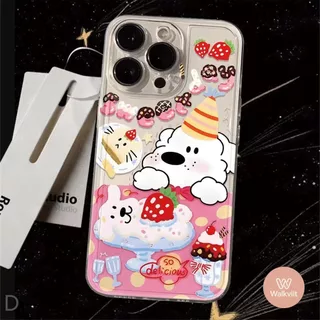 สำหรับ OPPO Reno 16F 15 15F 14 16 14F 4 13 13F 12 12F 11 11F 10 6 6z 5 5F 5z เคส IMD ลายสุนัขปาร์ตี้วันเกิด น่ารักสุดๆ