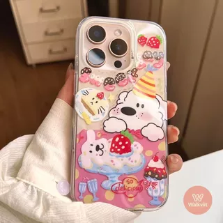 สำหรับ OPPO Reno 16F 15 15F 14 16 14F 4 13 13F 12 12F 11 11F 10 6 6z 5 5F 5z เคส IMD ลายสุนัขปาร์ตี้วันเกิด น่ารักสุดๆ