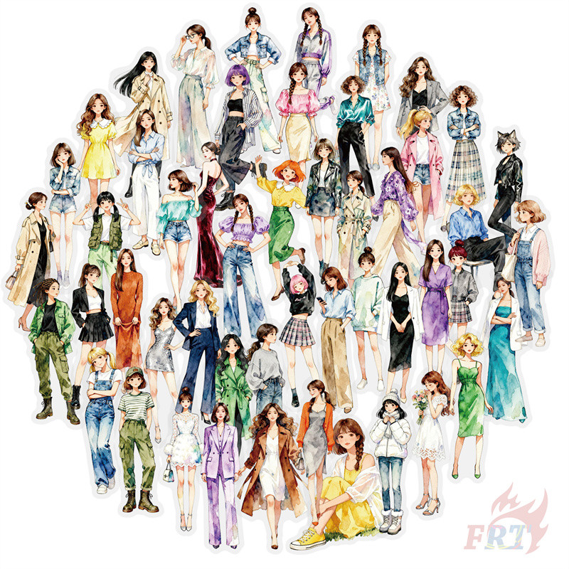 54ชิ้น/เซ็ต Mori Modern Girls Series 02 PET สติ๊กเกอร์ใส DIY แฟชั่นสติ๊กเกอร์ Doodle กันน้ํา