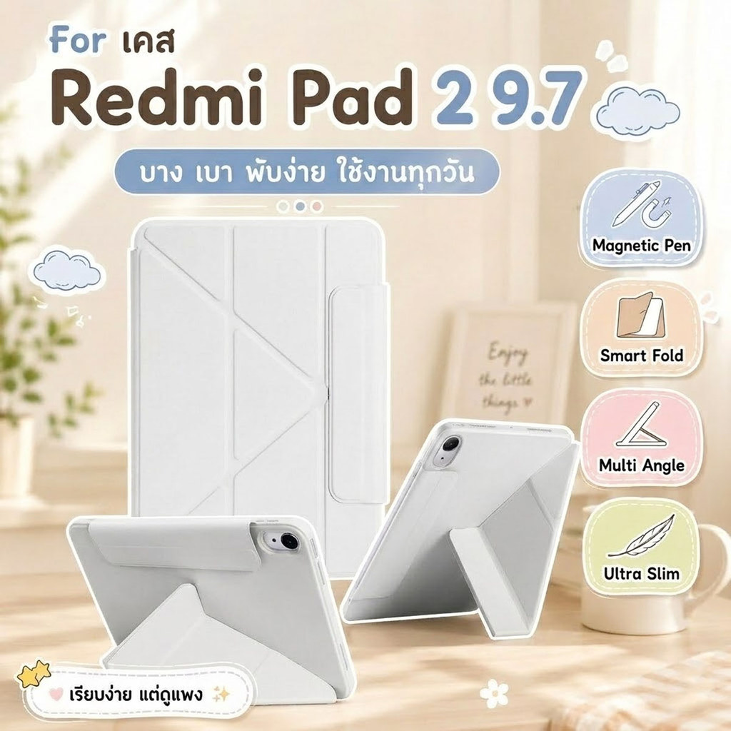 เคสป้องกันแบบพับได้ Y สําหรับ Redmi PAD2 9.7 นิ้ว / Pad 2 / PAD SE 11/8.7 Xiaomi Mi8/Pad Mi6/7Pro