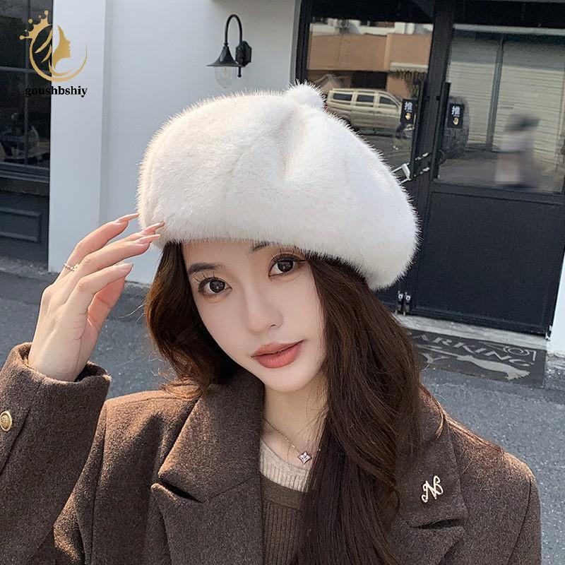 [GOY] Retro Beret หมวกฤดูใบไม้ร่วงฤดูหนาวผู้หญิงอังกฤษ Hepburn สไตล์ศิลปินจิตรกรหมวก Thi Warm Woolen ฟักทอง Beanies หมวก TH