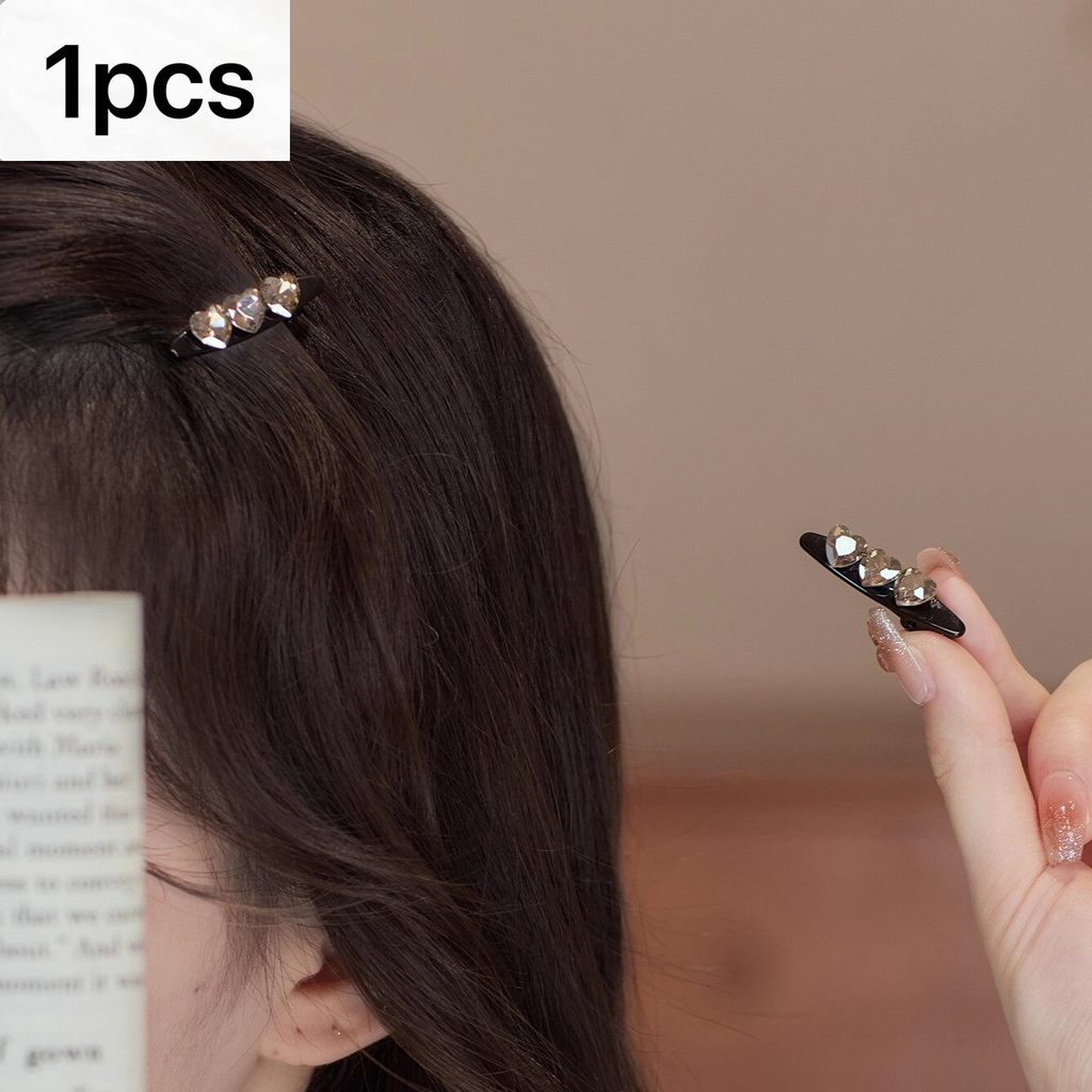 Influencer สไตล์ใหม่ High-End แฟชั่น Love คริสตัลโบว์รูปไข่ Duckbill คลิปคลิปด้านข้าง