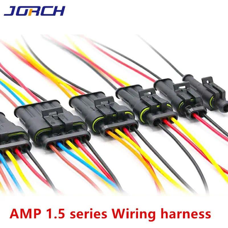 J 1 ชุด AMP 1P 2P 3P 4P 5P 6P ไฟฟ้ากันน้ํา Auto Connector ชายหญิงปลั๊กสายไฟสําหรับรถยนต์รถจักรยานยนต