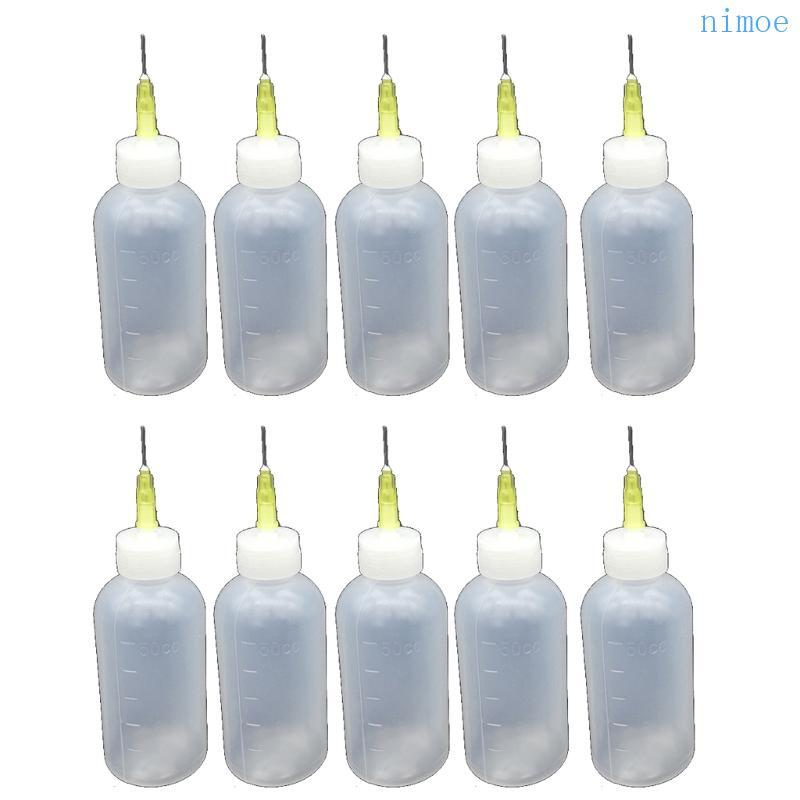 Nio 10 ชิ้นอีพ็อกซี่เรซินแม่พิมพ์สีขวดเข็มเรซิ่น Colorant เครื่องมือพลาสติก Dropper ขวดเข็มเคล็ดลับกาว
