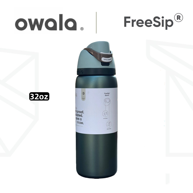 Owala FreeSip ขวดน้ําป้องกันการรั่ว 24/32 ออนซ์, 2-in-1 Straw & Sip ฝาปิด, ฉนวนสูญญากาศสแตนเลส 304 สามชั้น, ความจุขนาดใหญ่ปลอดสาร BPA สําหรับยิม, ท่องเที่ยว, ทํางาน