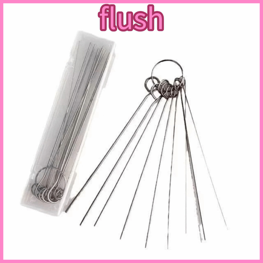 FLUSH 10 ชิ้น/กล่องสแตนเลสผ่านเข็ม, 0.4-1.6 มม.เครื่องมือทําความสะอาดสแตนเลสเข็มแปรงชุด,หัวฝักบัว Dredge ตัดเชื่อมไฟฉายผ่าน-
