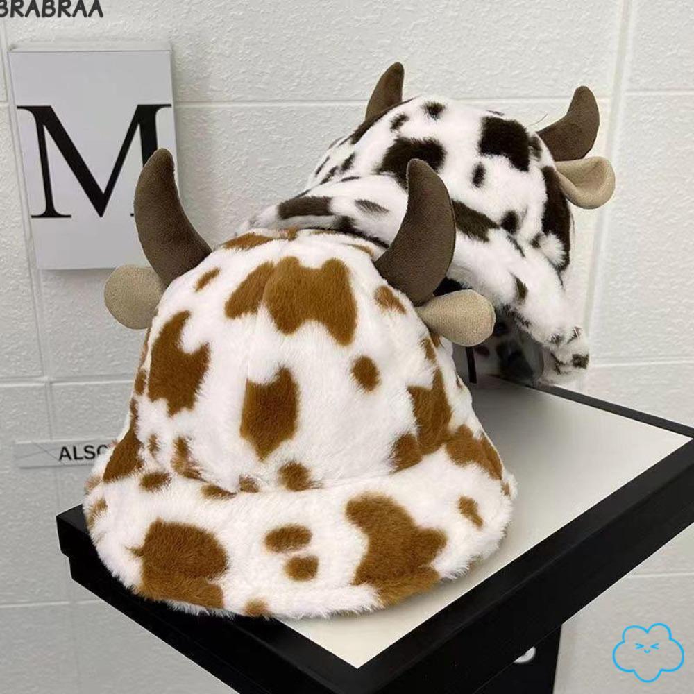 BRABRAA Fuzzy Bucket Hat, Casual Faux Fur Fluffy Warm Hat, แฟชั่นอุ่น Hip Hop อุ่น Bonnet ฤดูหนาวฤดู