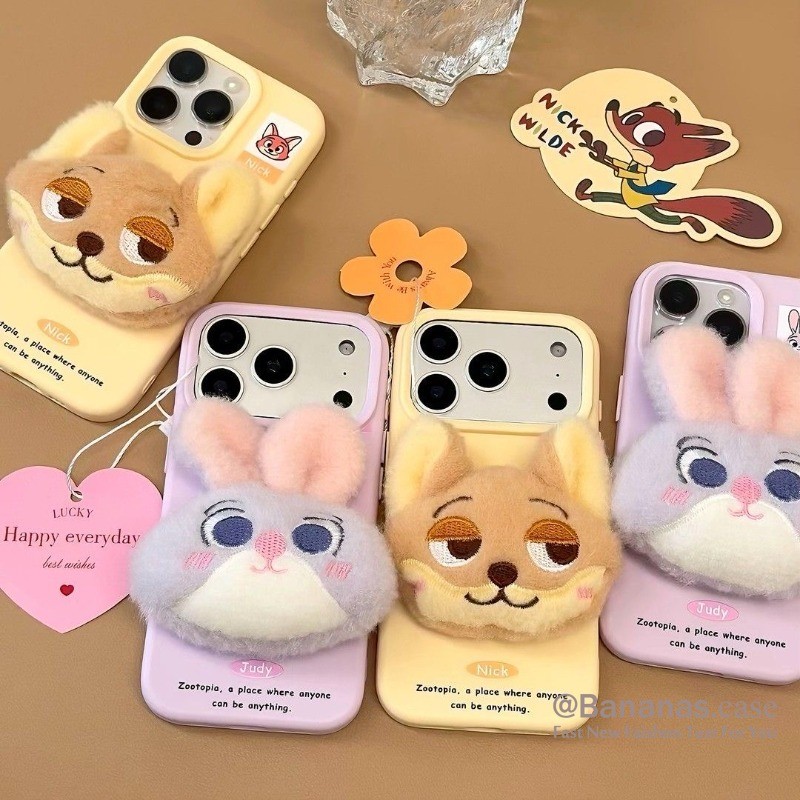 3D น่ารักตุ๊กตากระต่าย Fox เคสโทรศัพท์สําหรับ iPhone 17 16 15 14 13 12 11 Pro Max X Xr Xs Max 7 8 Plus SE2020