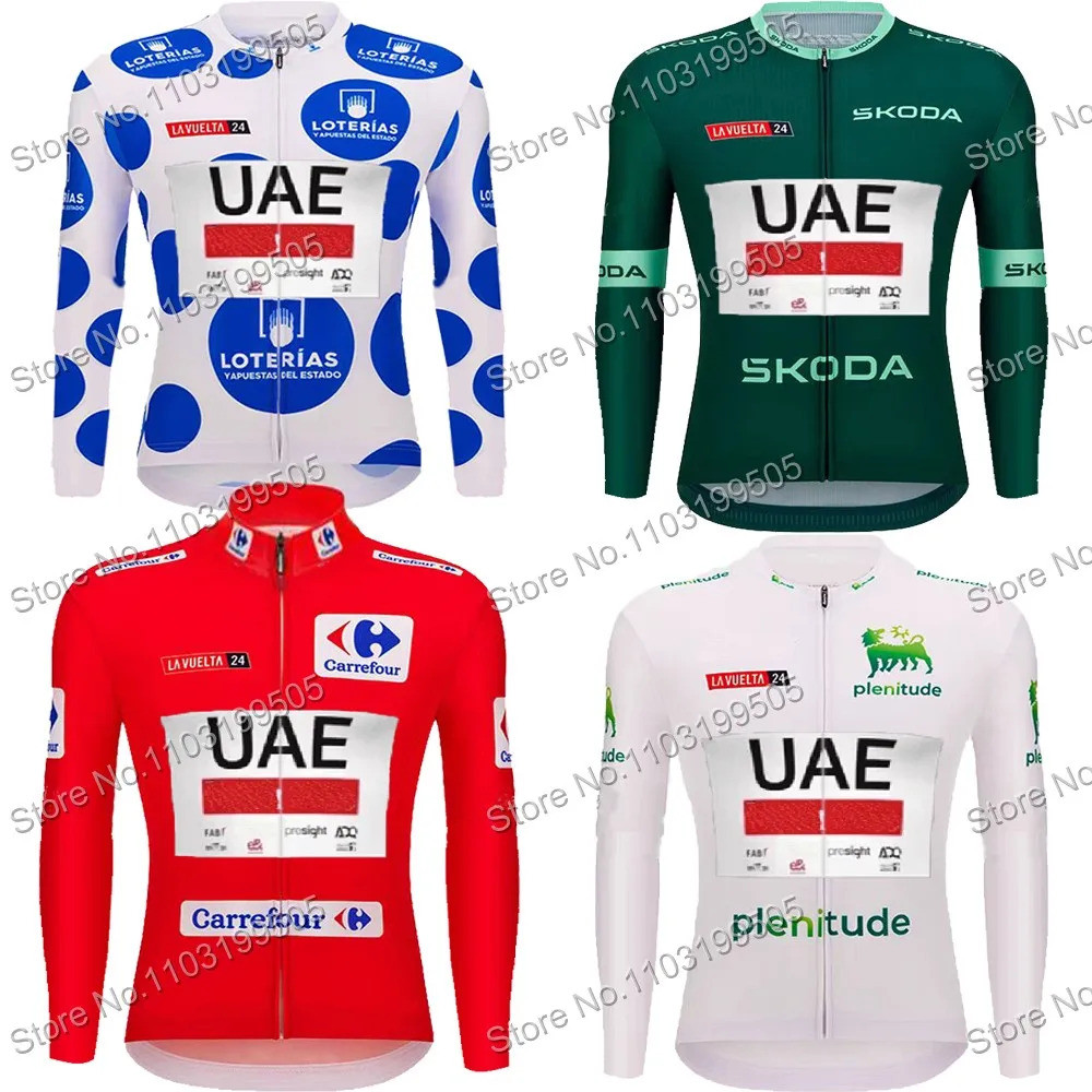 สเปน Tour 2025 Uae ทีมขี่จักรยาน Jersey ผู้ชายแขนยาวจักรยานสวมใส่ Tdf ขี่จักรยานเสื้อผ้าจักรยานเสื้อ