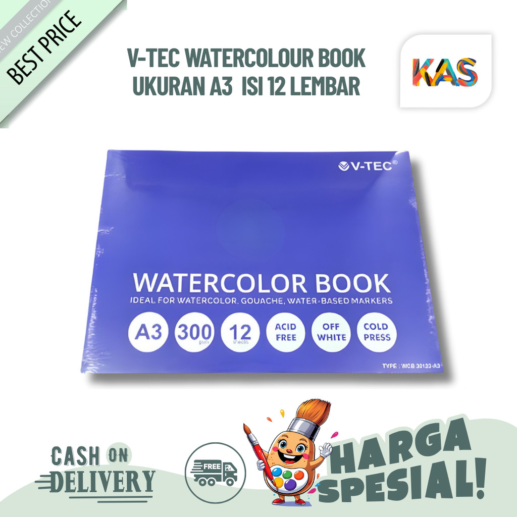 Sketchbook สีน้ํา A3 WCB-30123 300 แกรม บรรจุ 12 แผ่น