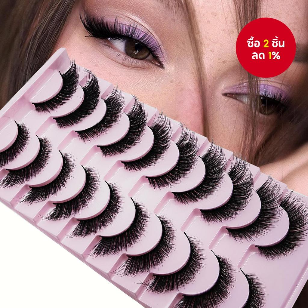 10 คู่ Mango Eye Angel Lashes, 0.63 นิ้วขยายมุมด้านนอก, Fluffy Full Strip, Natural & Eye-Catching Lo