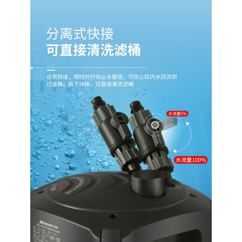 ATMAN Chuangxing CF800 ถังกรองถังปลาภายนอกตลับหมึกกรองนวัตกรรม CF1200 ด้านหน้าเงียบกรอง