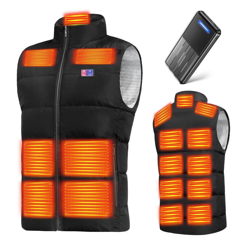 [Yoigood] Heated Vest with 40800mAh Large Capacity Battery, 17 Heating Areas, Independent Front and