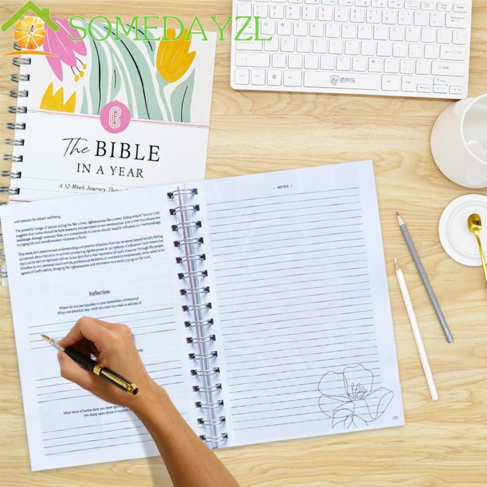 SOMEDAYZL The Bible in A Year Notebook, A5 Size Yearly Schedule 52-Week Study Through Gods Word Note