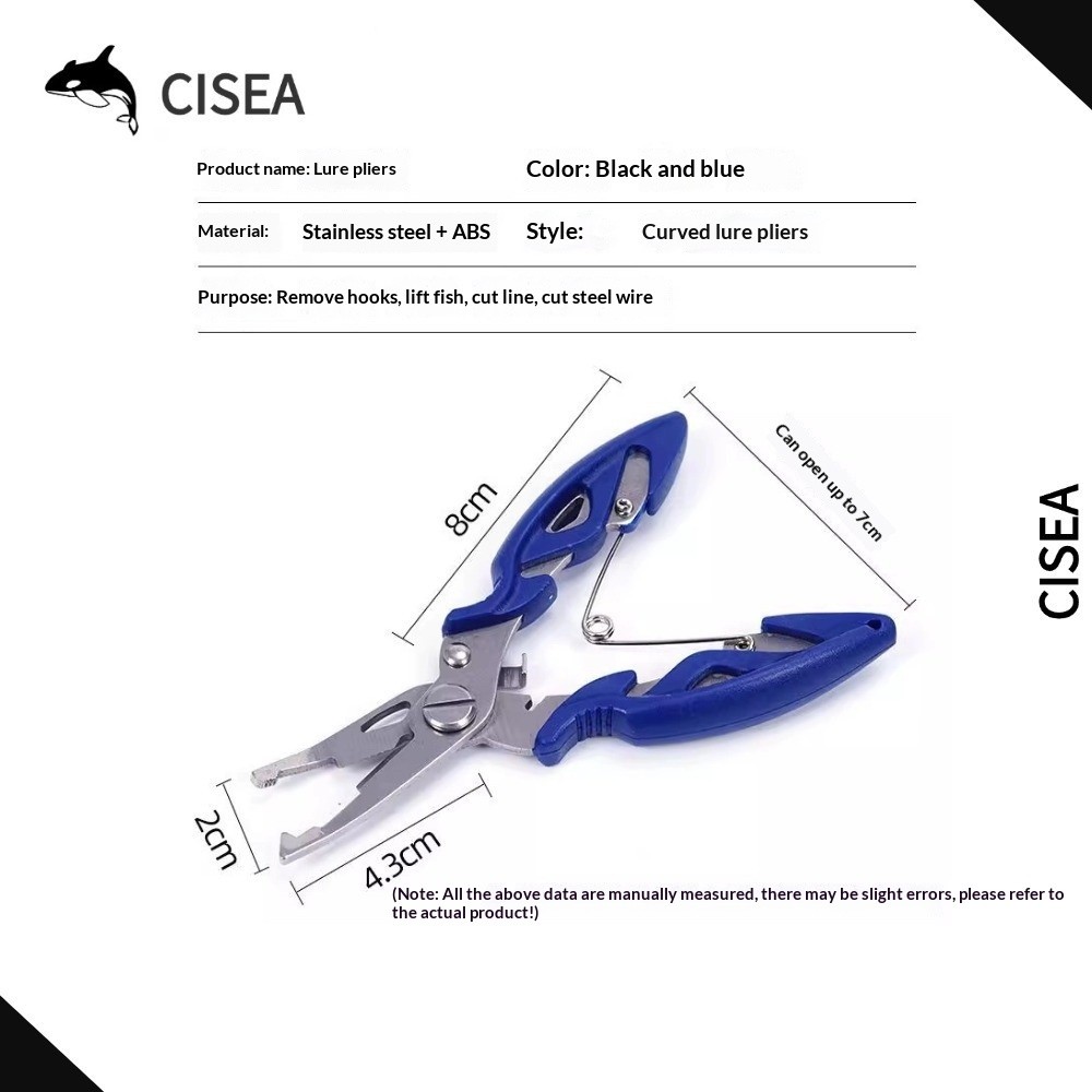 CISEA F417 Lure คีมตกปลา 8 in 1 สแตนเลส ตัด-ปลดเบ็ด-ถักเบ็ด-เปิดวงเบ็ด คีมหนา สำหรับตกปลาลูร์ อุปกรณ์ต้องมี