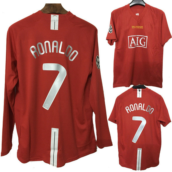 เสื้อบอลราคาถูก เสื้อบอลคอปก Red Devilman L Retro 0708 Game Season Championship Final Jersey No. 7 ซ