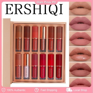 ERSHIQI 12Pcs Lipstick Set Long Lasting Waterproof Matte Lip Gloss Set Non-Stick Lip Glaze Makeup 