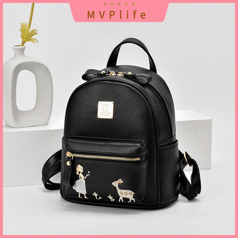 FB4 Small Bagpack Leather Backpack Women Beg Galas Belakang Perempuan Mini Bagpacks School Bag Pack 