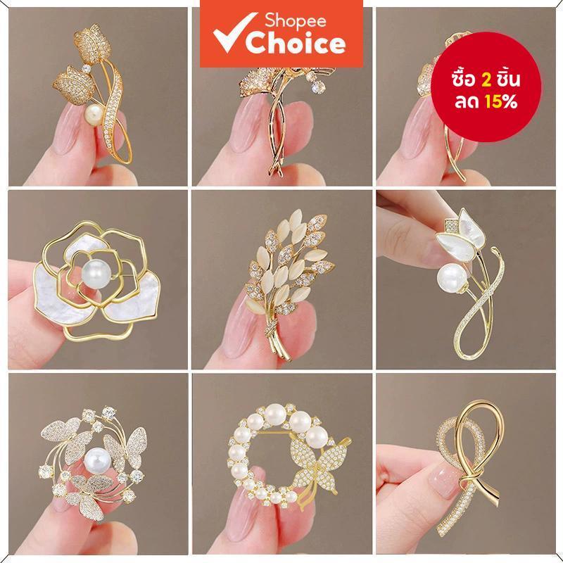 เข็มกลัดทิวลิปดอกไม้ผีเสื้อใบแปะก๊วย-เข็มกลัดมุกหรูหราสําหรับผู้หญิง,อุปกรณ์เสริมสูทอเนกประสงค์ของขวัญคริสต์มาส