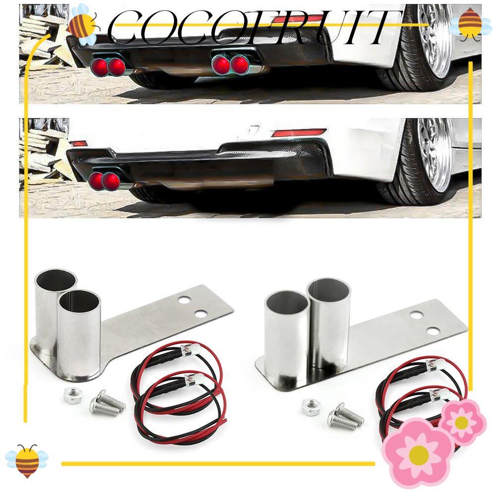 COCOFRUIT รุ่นรถจําลองท่อไอเสีย, 1 หลุม 2 หลุมพร้อมไฟ LED โลหะท่อไอเสียหางคอ, ติดตั้งง่ายสําหรับ Red