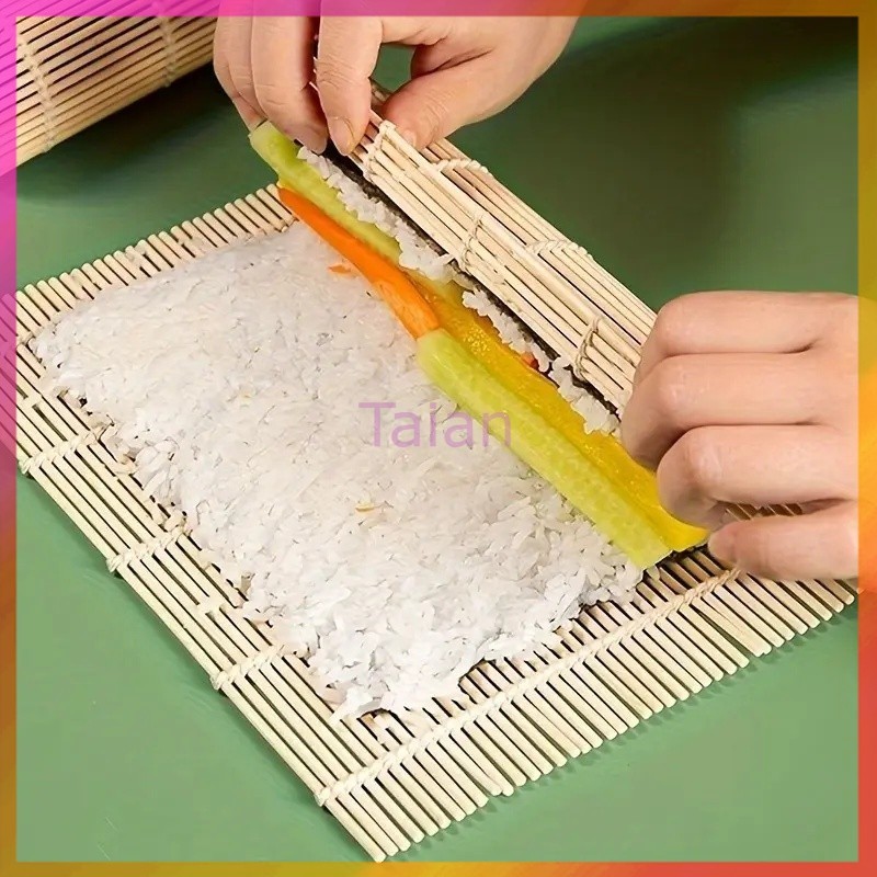 Taian แผ่นเครื่องมือม้วนซูชิ  เครื่องมือทำซูชิ  ม่านม้วนซูชิจากไม้ไผ่ ม่านซูชิ ชุดทำสุชิจากไม้ไผ่ DIY