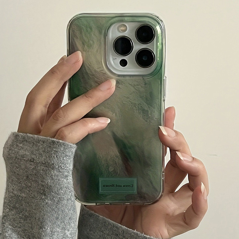 หรูหรา Blurred Moss สีเขียว Glacial รูปแบบเคสโทรศัพท์สําหรับ iPhone 17 16 15 14 13 12 11 Pro Max 17Air 16E XS XR X 7 8 15 Plus ฝาครอบ