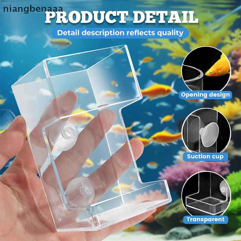 (niangbenaaa) เครื่องป้อนปลาสําหรับ Aquarium 2025 ใหม่ถาดจานปลาพร้อมถ้วยดูดอะคริลิคหลอดให้อาหารปลาผู้ถืออาหารใหม่