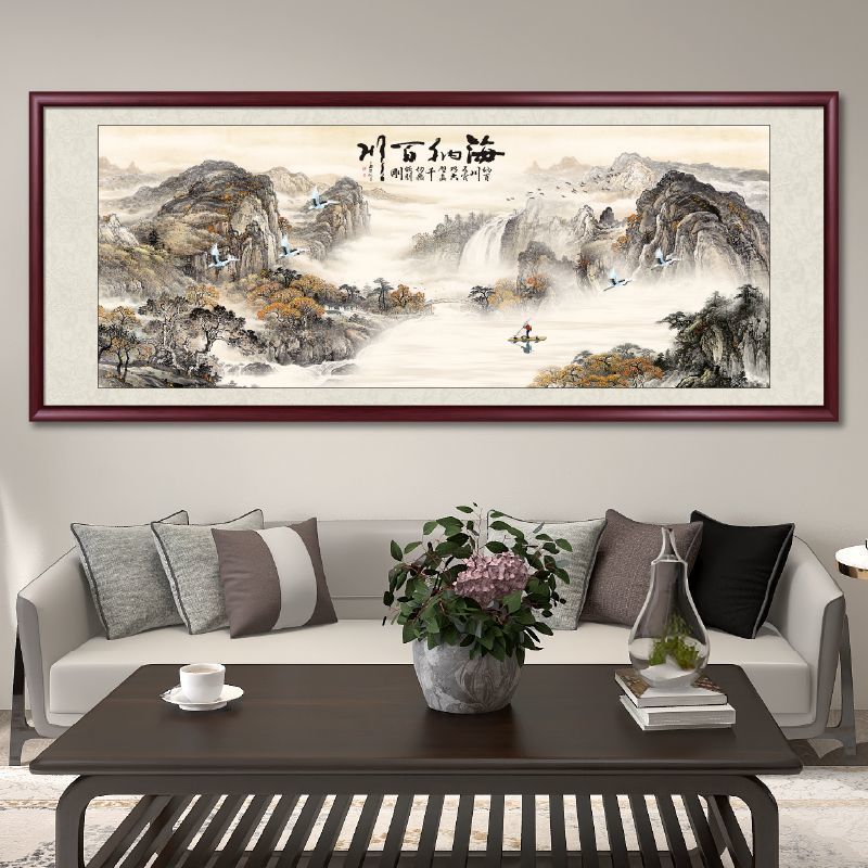 Haina Baichuan Backer แผนที่ภาพวาดตกแต่งสํานักงานภูมิทัศน์ภูมิทัศน์ห้องนั่งเล่นภาพวาดภาพวาดจีนโซฟาพื