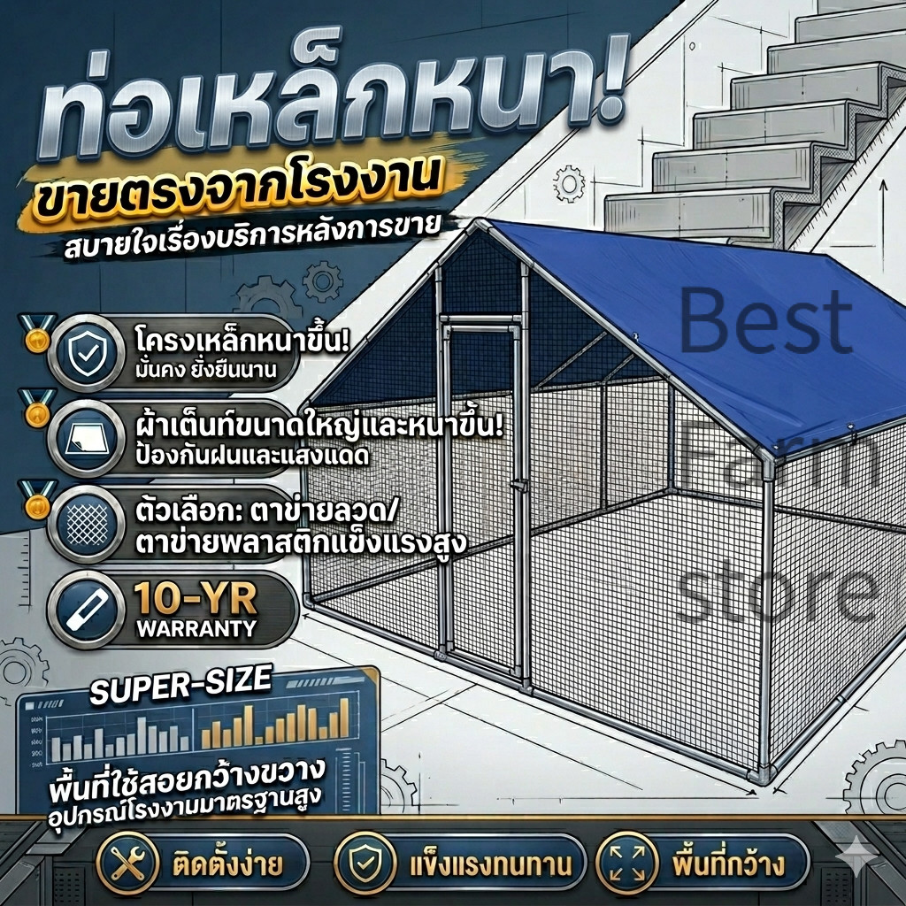 จัดส่งภายใน 12 H เล้าไก่ขนาดใหญ่พิเศษ กรงไก่กันฝน เล้าไก่ตาข่ายลวด มีหลายขนาดให้เลือก