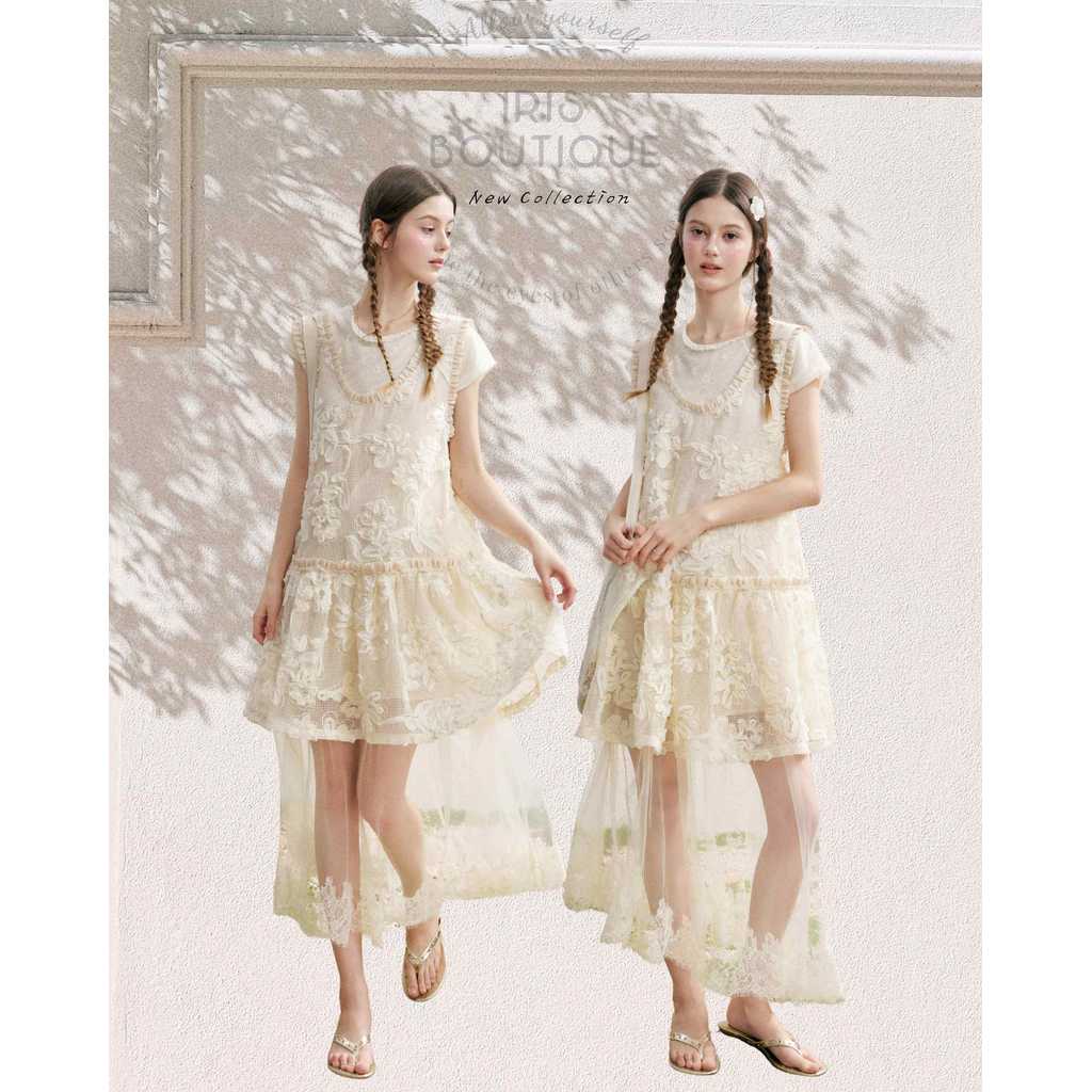 Original Design IRIS BOUTIQUE Trims series summer ID21027 Ivory Bloom Lace Layer Dressเดรสสีงาช้างดีไซน์เลเยอร์งานลูกไม้