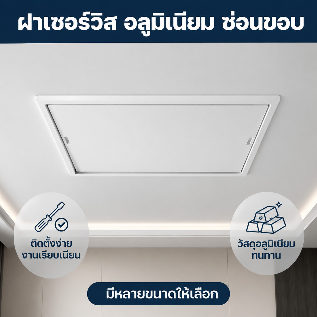 ฝาเปิดช่องเซอร์วิส อลูมิเนียม ฝ้าเพดาน แบบซ่อนขอบ แข็งแรงทนทาน ช่องตรวจสอบเพดานอลูมิเนียมหนา กันสนิม กันเชื้อรา