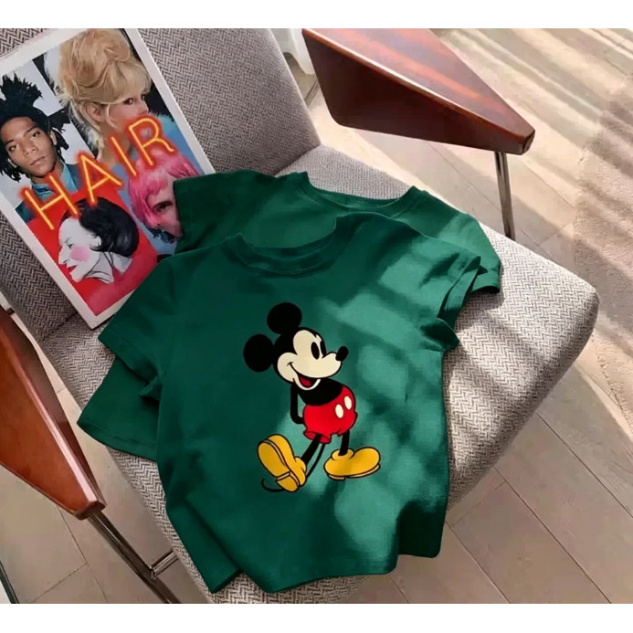 【จัดส่งภายใน 24 ชั่วโมง】ผ้าฝ้ายแท้ 100% / เสื้อยืดทรงหลวม ลายวอเตอร์มาร์คน่ารัก ขนาด 90-150