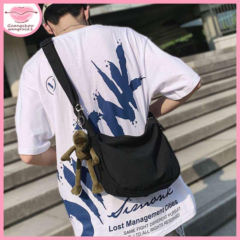 [GZ] กระเป๋าสะพายข้างผ้าแคนวาสความจุขนาดใหญ่สไตล์ฮิปฮอปสําหรับทั้งชายและหญิง TH