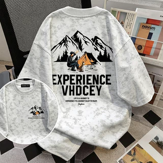 My-T🚀เเสื้อผู้ชายoversize cotton เสื้อแฟชั่น คอกลม แขนสั้น พิมพ์ลาย 'EXPERIENCE' สไตล์ลำลอง ใส่สบาย S-3XL【COD】