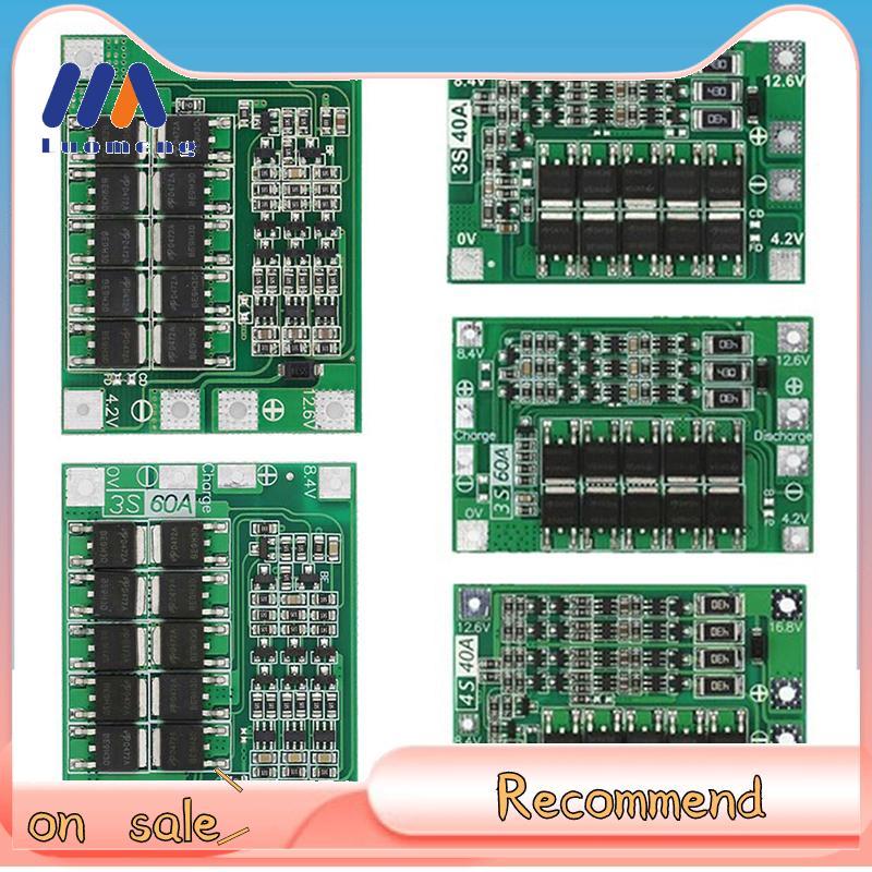 Luo-Meng 3S 4S 40A 60A Li-ion Charger ป้องกัน 18650 BMS สําหรับเจาะมอเตอร์ 11.1V 12.6 V/14.8 V 16.8 V เสริม Balance Nice