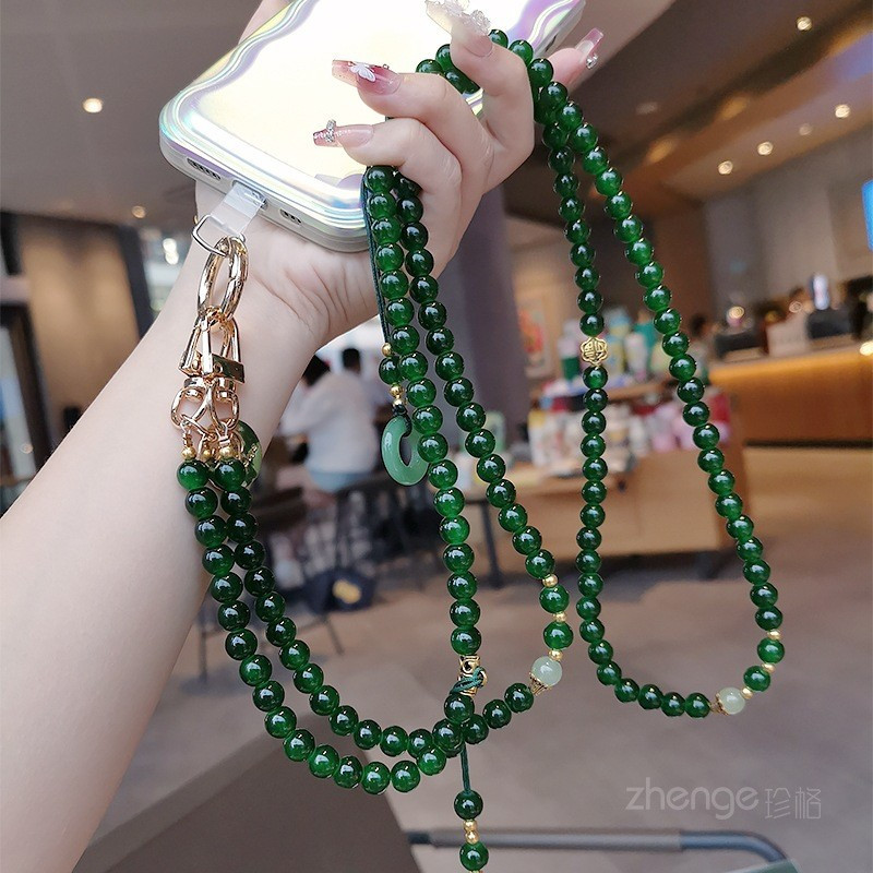 Retro พู่โทรศัพท์มือถือ Lanyard Cross-Body ยาว ins หญิงประณีต High-End Sense สไตล์จีน Niche ลูกปัดคริสตัล Chain