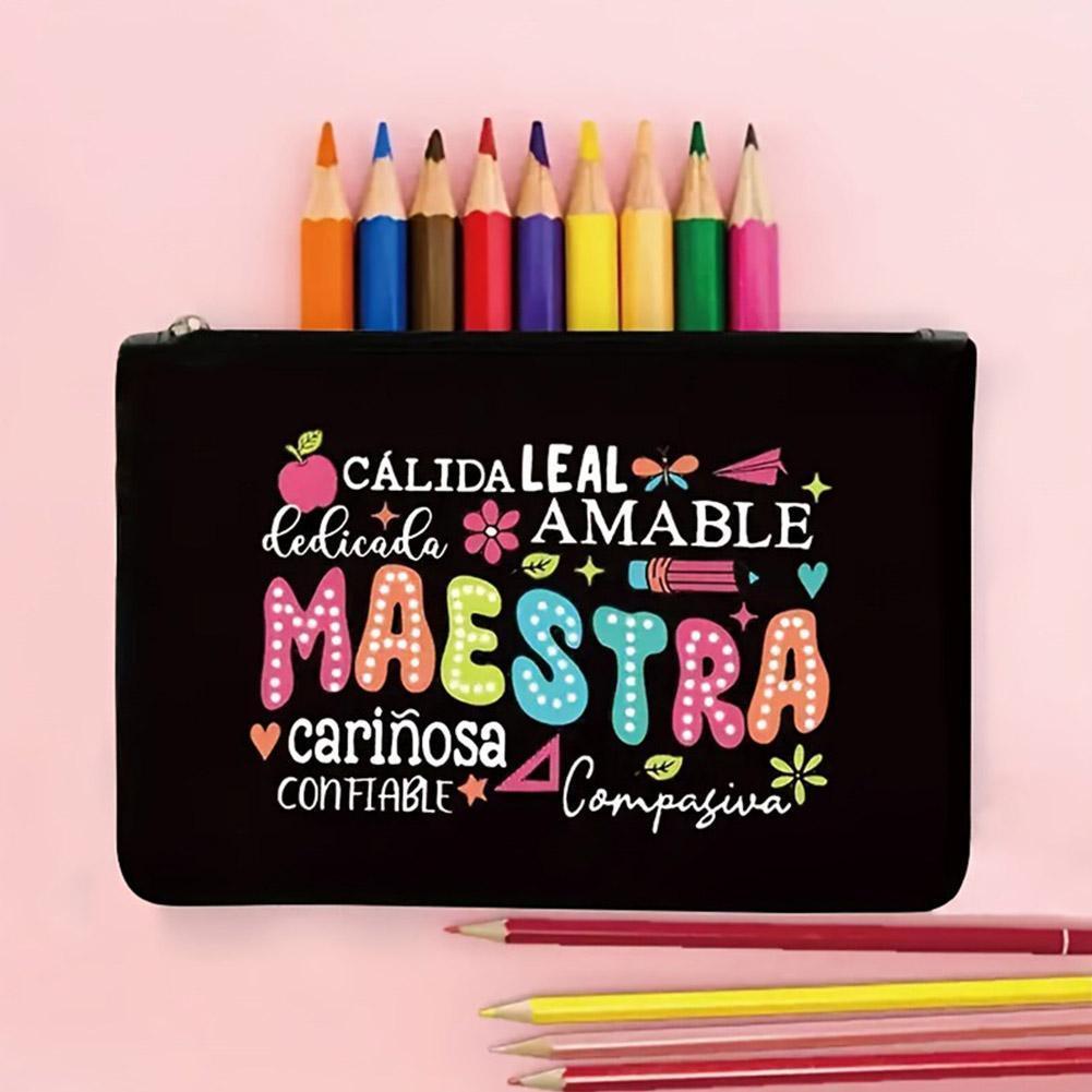 Terima Kasih Cikgu Canvas Makeup Bag | กระเป๋าเครื่องสําอางของขวัญสําหรับครูชื่นชม | 23ซม. E4u4