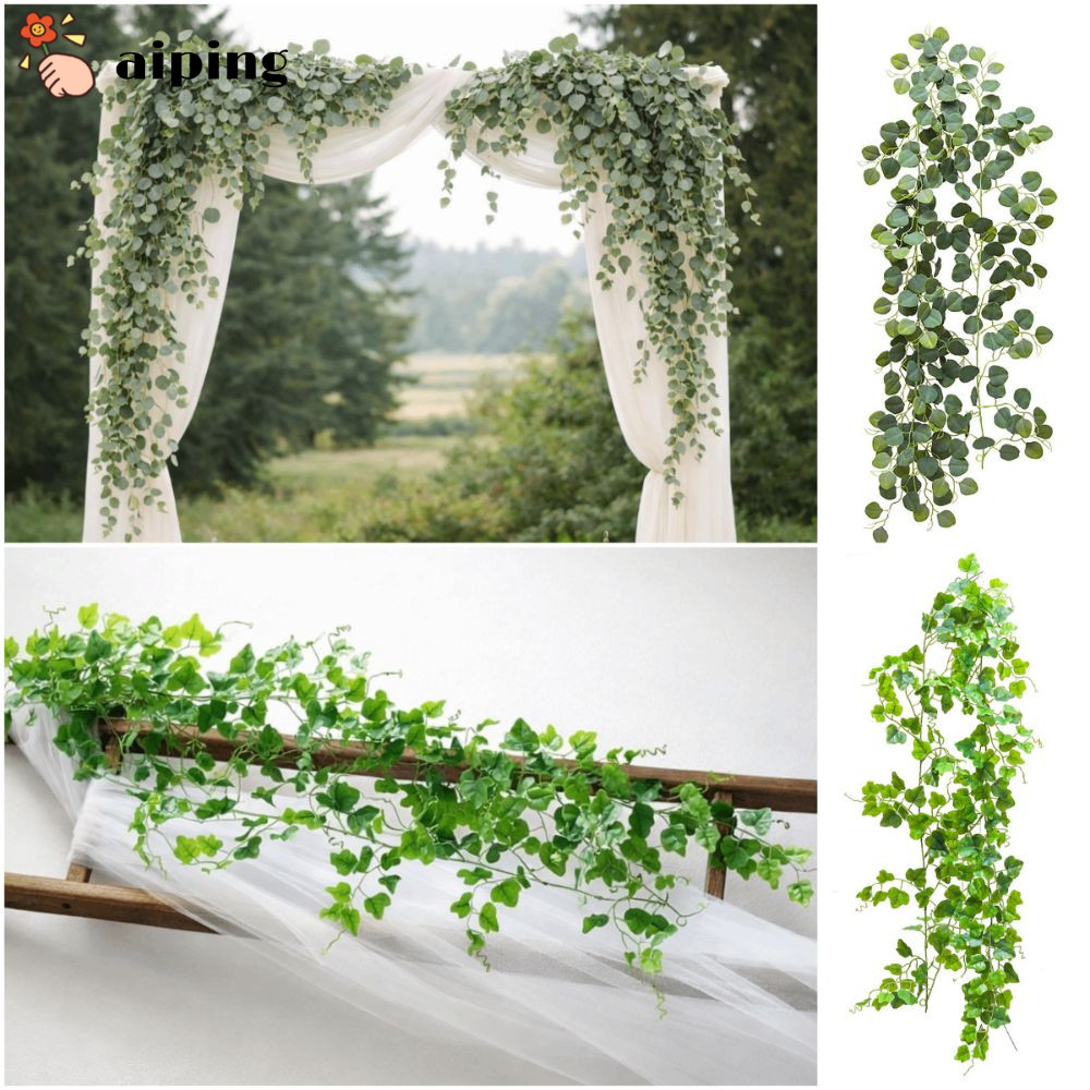 AIPING จําลองใบองุ่น Vine, ใบองุ่นยาว 200 ซม.พืชประดิษฐ์ Vine, Creative DIY อุปกรณ์เสริม Photo Props