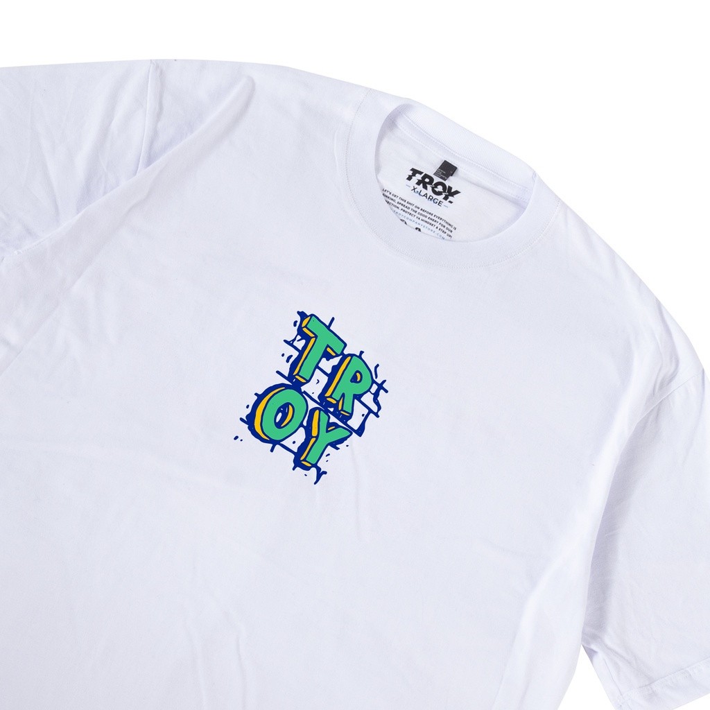 เสื้อยืดบริษัท Troy สีขาว Brick Wall MT 2083