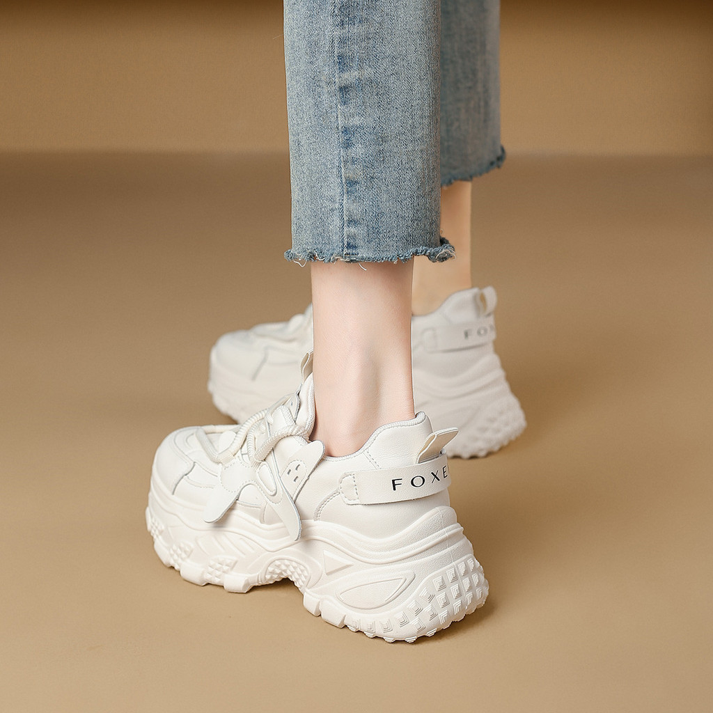 FOXER รองเท้าแฟชั่นผู้หญิง สวมใส่สบาย หนา Soled ความสูง 6.5 ซม. Breathable Sneaker