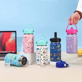 Tumbler 12oz Water Bottle for Kids Cute, Durable, with Straw and Storage Bag 304 Stainless Steel
