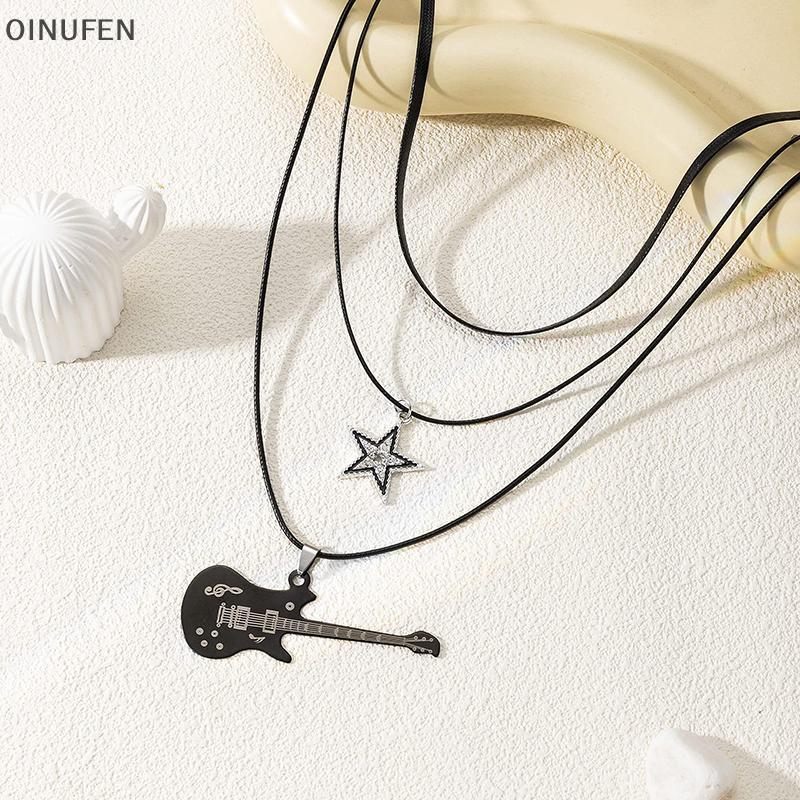 ONU Star จี้สร้อยคอ Vintage Punk Star Choker Rock Roll กีตาร์สร้อยคอสําหรับผู้หญิงผู้ชาย Eboy Egirl 
