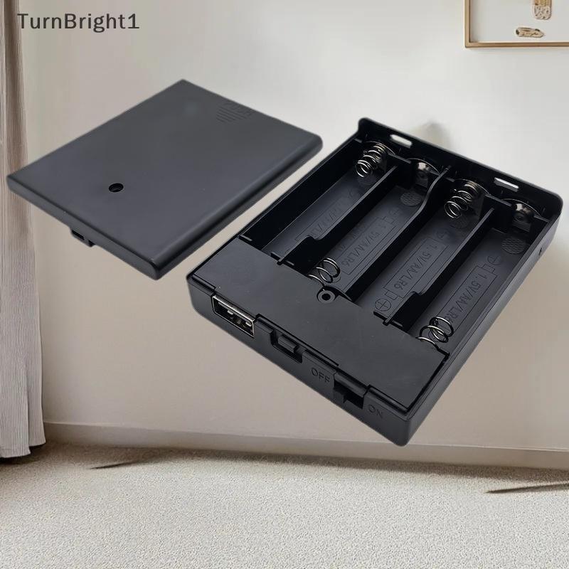 [TurnBright] 1 ชิ้น 4 ช่อง AA Battery Holder .5 Battery Case พร้อม Power และ USB Socket Light AA กล่