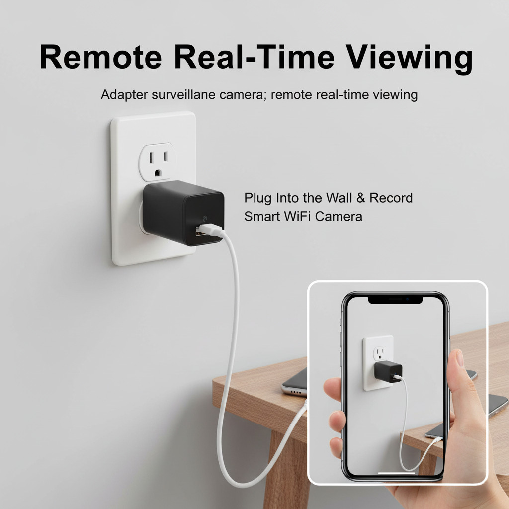 กล้องปลั๊กอิน 1080P FHD WiFi กล้องปลั๊กติดผนังการตรวจสอบความปลอดภัยในร่มบันทึกท้องถิ่นโดยไม่ต้องเครือข่าย WiFi