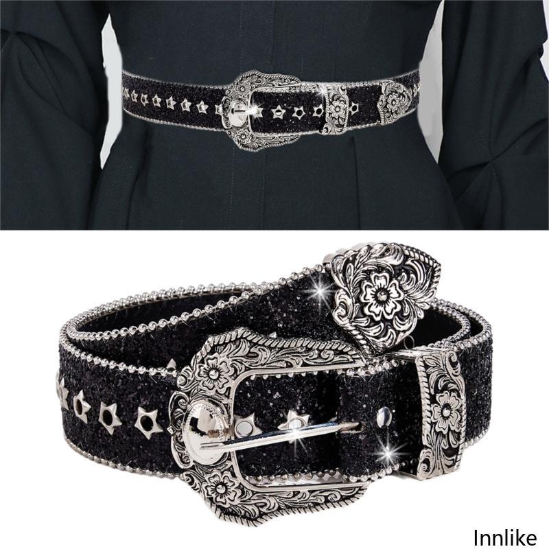 INN Punk เข็มขัดโซ่หน้าท้องเอวสําหรับผู้หญิงผู้ชายสําหรับ Street Dance Prom Hip Hop Rock Bands เข็มข