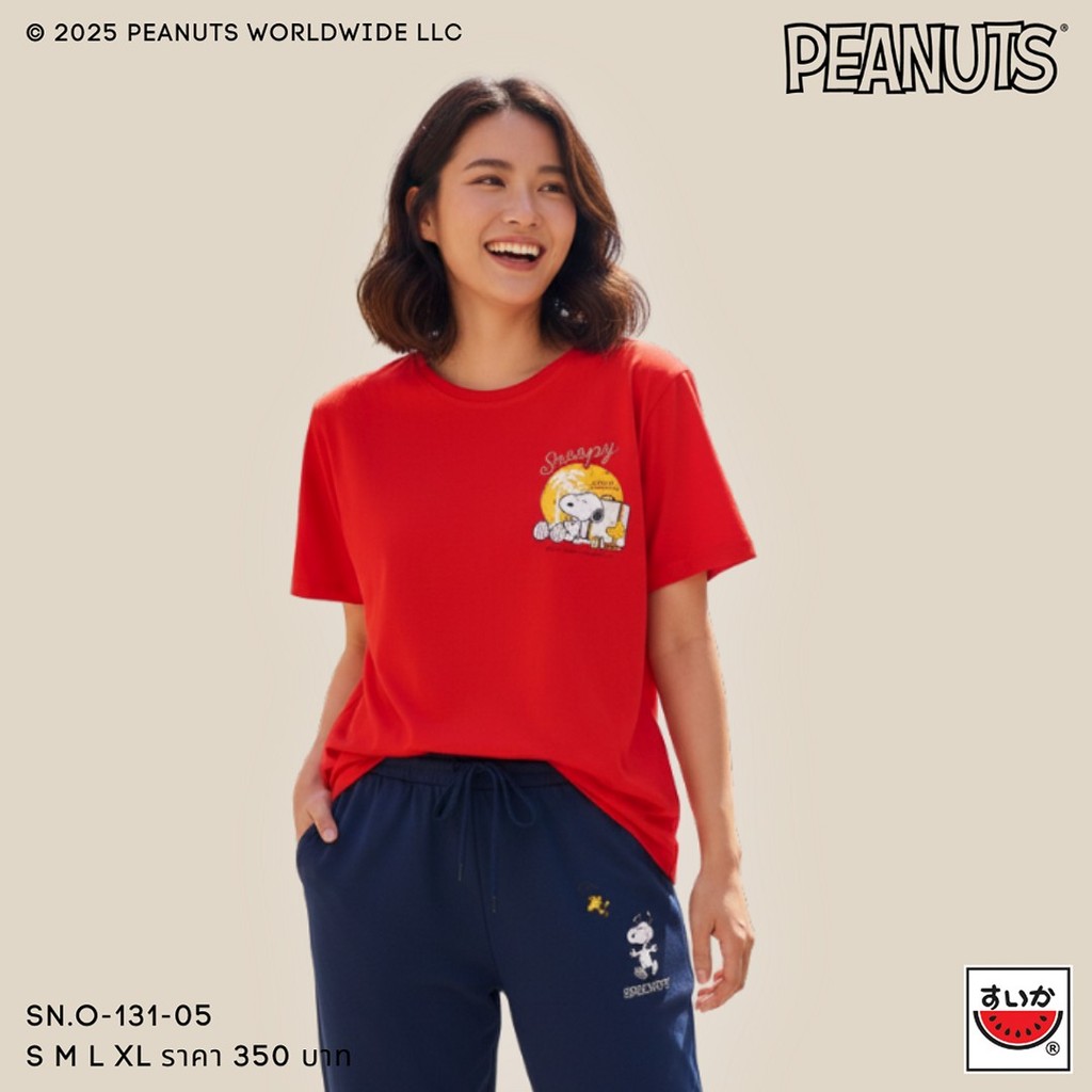 เสื้อแตงโม (SUIKA) - เสื้อยืดคอกลมแขนสั้น พิมพ์สนูปปี้ SNOOPY (SN.O-131) — صورة 4