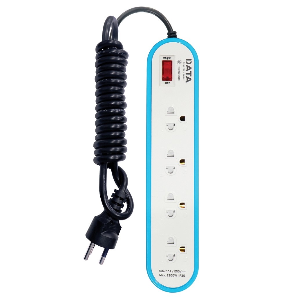 DATA รางปลั๊กไฟ (มอก.) 3 ช่อง 2 เมตร รุ่น AP4156 สีฟ้า