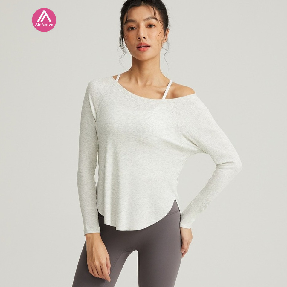 AirActive Casual Yoga Sports T-shirt Long Sleeve Sexy Neckline Soft